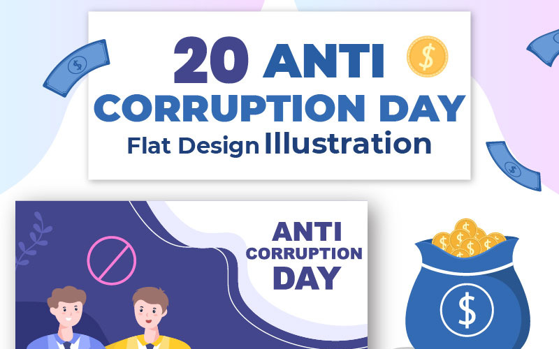 20 Illustration de conception plate de la journée anti-corruption