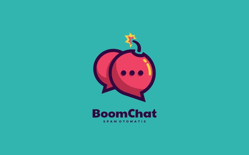 Logo della mascotte semplice di Boom Chat