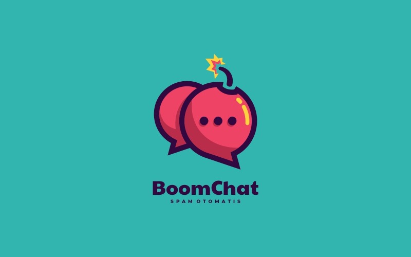 Logotipo de la mascota simple de Boom Chat