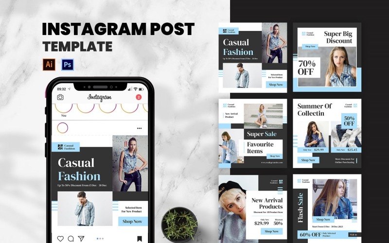 Casual Fashion Instagram Post 218634 TemplateMonster