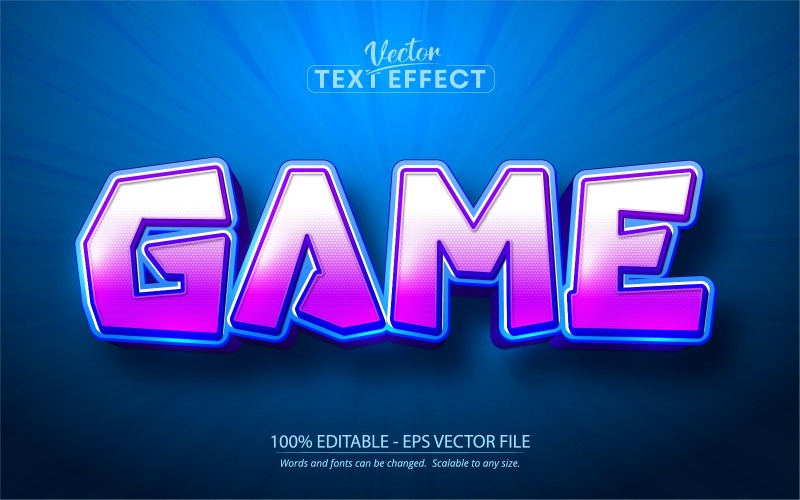 Game - Purple Color Cartoon Style, Editable Text Effect, Font Style, Graphics Illustration