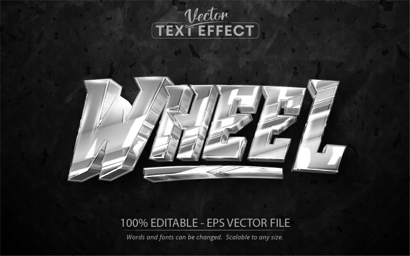 Hjul - metallisk stil, redigerbar texteffekt, teckensnittsstil, grafikillustration
