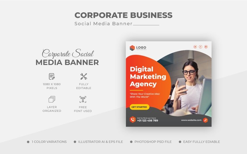 Kreatywny marketingowy szablon banera w mediach społecznościowych