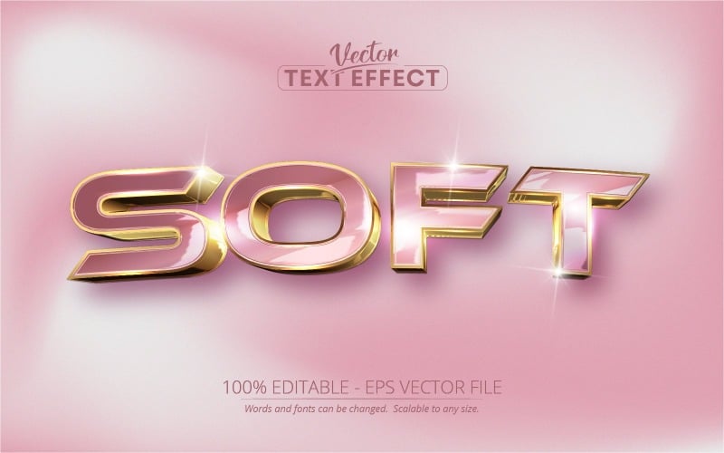 Suave: estilo de oro rosa, efecto de texto editable, estilo de fuente, ilustración de gráficos