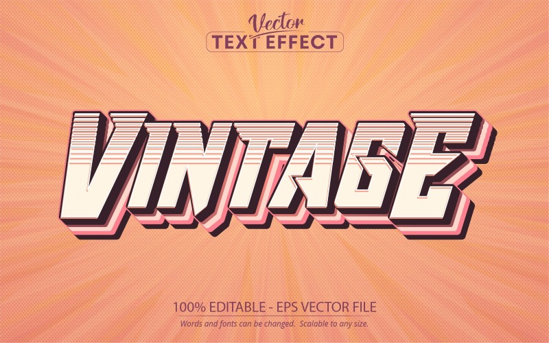 Vintage - retrostil, redigerbar texteffekt, teckensnittsstil, grafikillustration