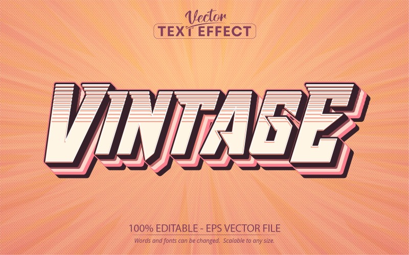 Vintage: stile retrò, effetto testo modificabile, stile carattere, illustrazione grafica
