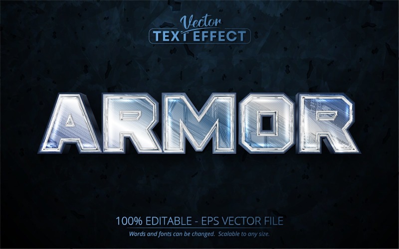 Armor - metallisk stil, redigerbar texteffekt, teckensnittsstil, grafikillustration