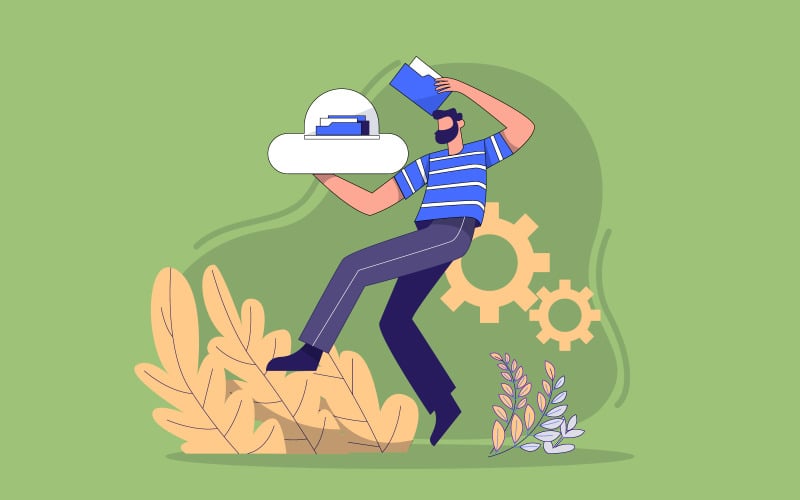 Bezpłatna technologia przechowywania w chmurze i wektor koncepcji ilustracji sieci