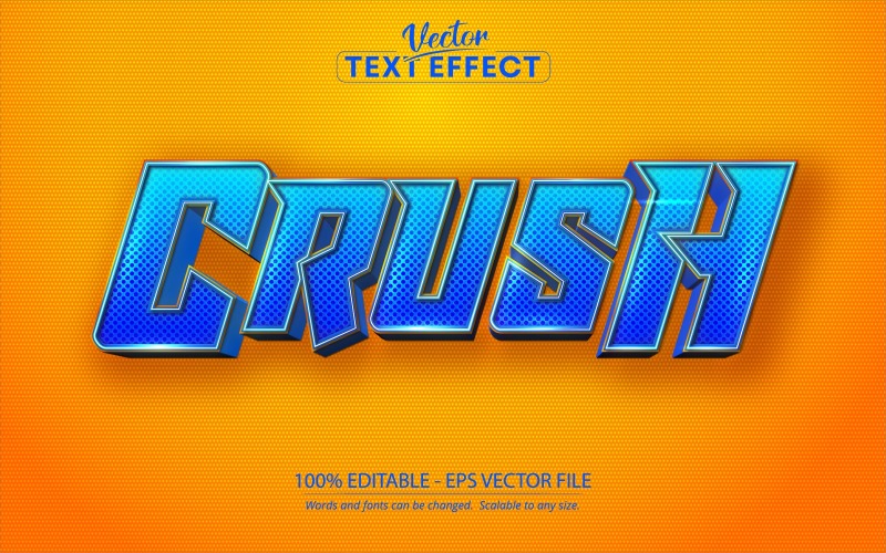 Crush - Cartoon-Stil, bearbeitbarer Texteffekt, Schriftstil, grafische Illustration