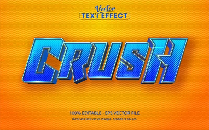 Crush - мультяшный стиль, редактируемый текстовый эффект, стиль шрифта, графическая иллюстрация