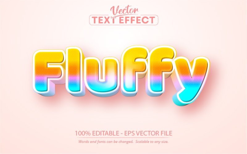 Fluffy: estilo de dibujos animados, efecto de texto editable, estilo de fuente, ilustración gráfica