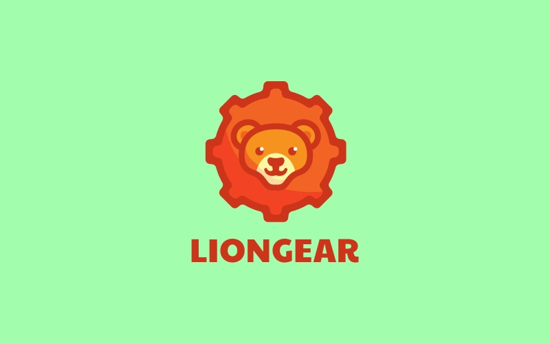 Lion Gear Simple Mascot Logotipo