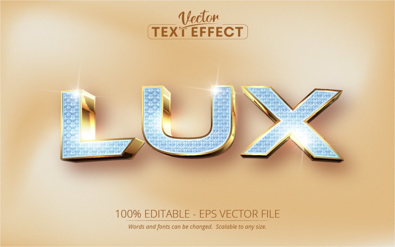Lux – arany és gyémánt stílus, szerkeszthető szövegeffektus, betűstílus, grafikus illusztráció