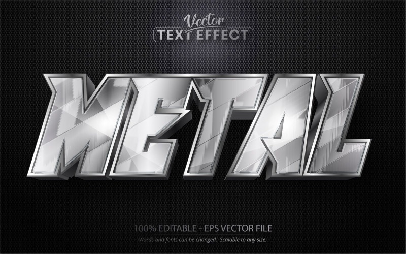 Metaal - Metallic zilverstijl, bewerkbaar teksteffect, letterstijl, grafische illustratie
