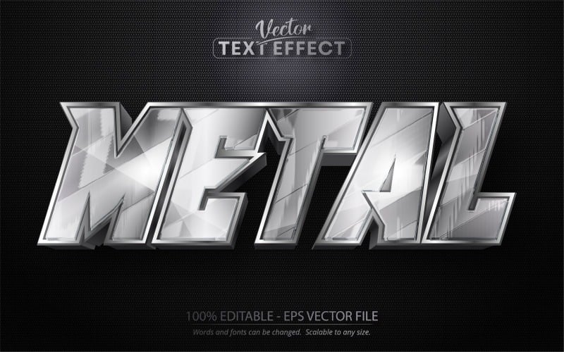 Métal - Style argent métallisé, effet de texte modifiable, style de police, illustration graphique