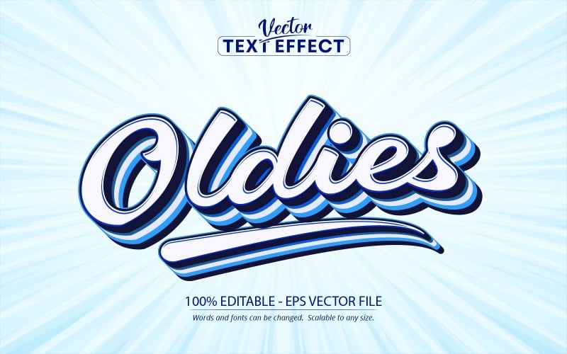 Oldies - синій колір вінтажний стиль, редагований текстовий ефект, стиль шрифту, графічна ілюстрація