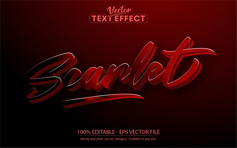 Scarlet - röd färgstil, redigerbar texteffekt, teckensnittsstil, grafikillustration