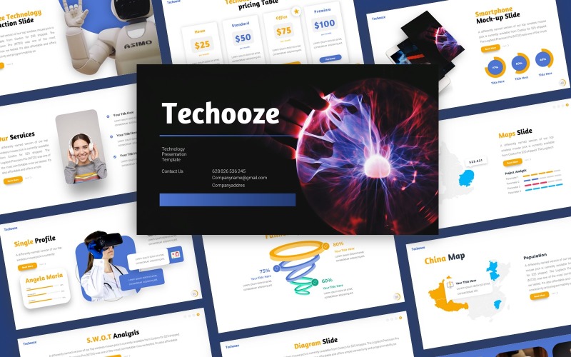 Plantilla de PowerPoint multipropósito de tecnología Techooze