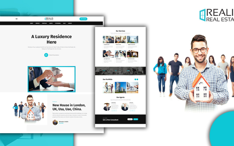 Tema WordPress da página de destino da agência imobiliária Powar-Realis