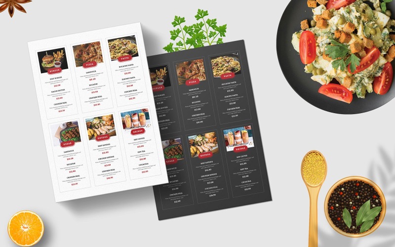 Conception simple de flyer de menu alimentaire