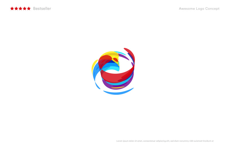 Modèle de logo de cercle dynamique coloré, peinture abstraite de rotation pour la galerie d'art