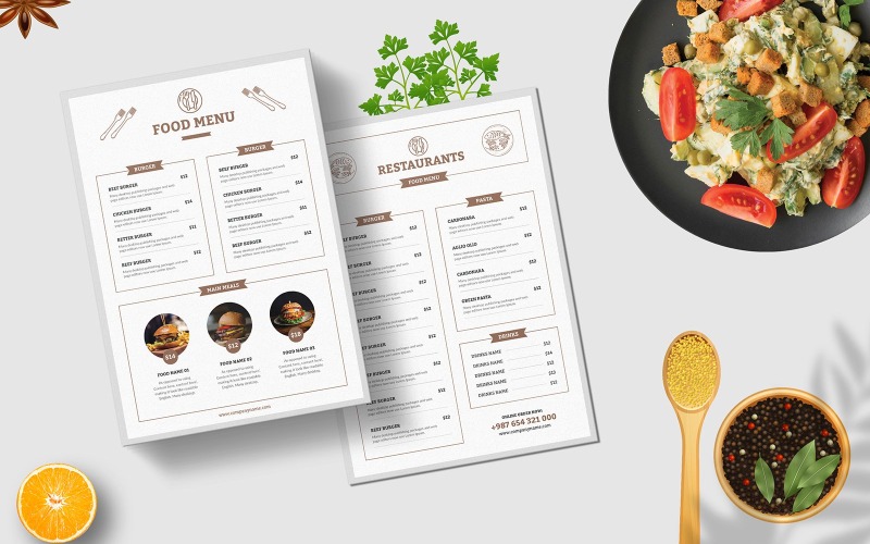 Modèle de menu de nourriture de restaurant