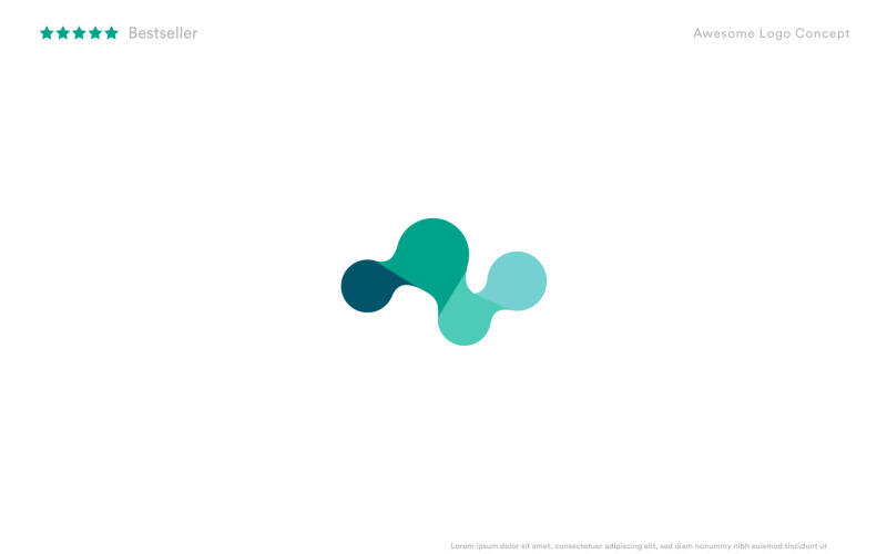 Modello di logo a forma di molecola per tecnologia chimica e ricerca medica.