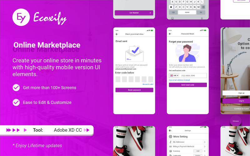 Ecoxify Clean Mobile App UI Template Adobe XD