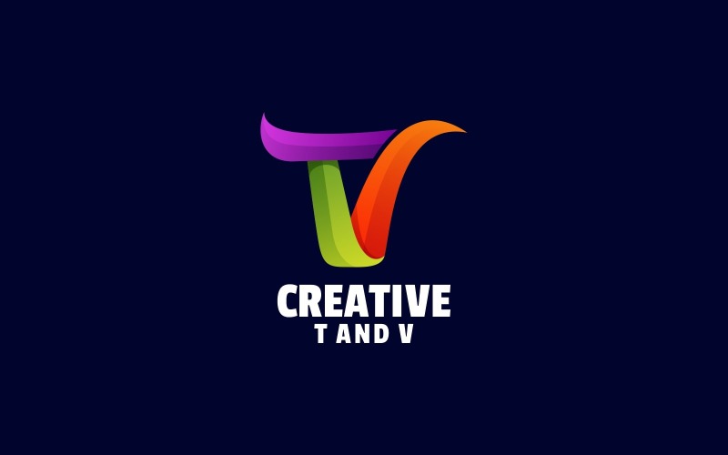 Logo coloré de dégradé de lettre T et V