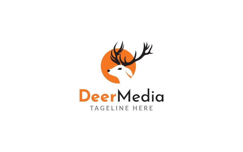 Modèle de conception de logo de médias de cerf