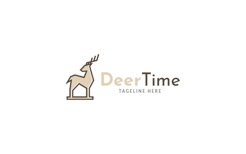Modèle de conception de logo de temps de cerf