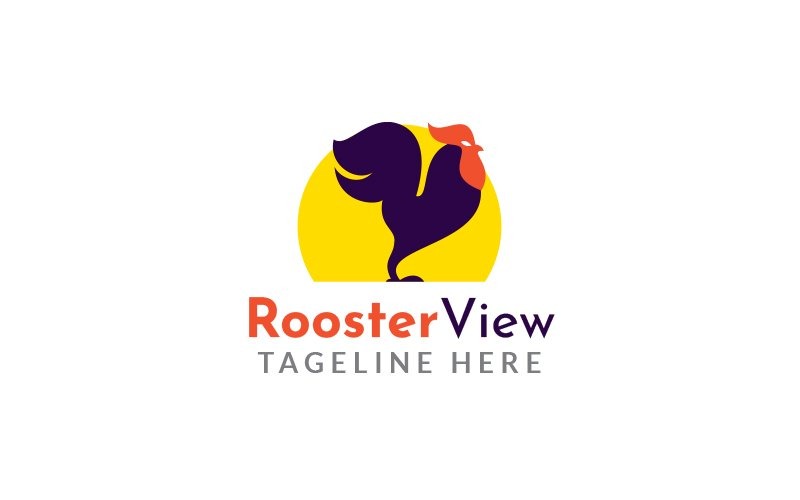 Modello di progettazione del logo con vista sul gallo