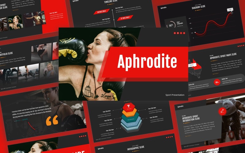 Aphrodite Sport Multifunctionele Sjablonen PowerPoint presentatie