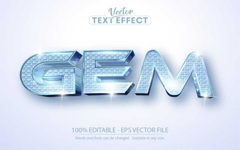 Gema: estilo azul diamante, efecto de texto editable, estilo de fuente, ilustración gráfica