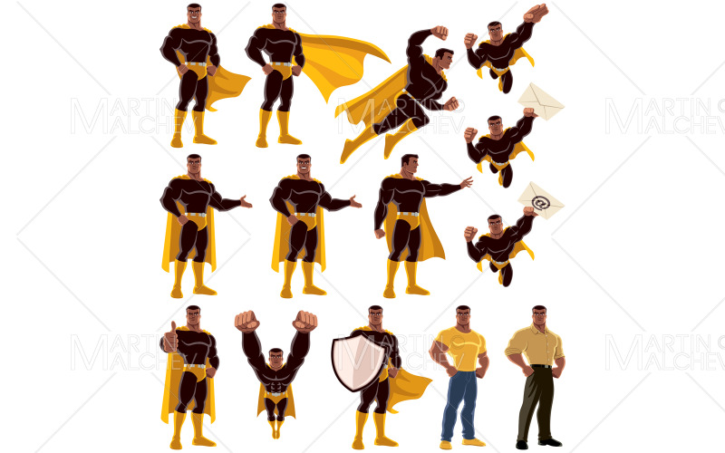 Illustrazione di vettore del set di supereroi neri