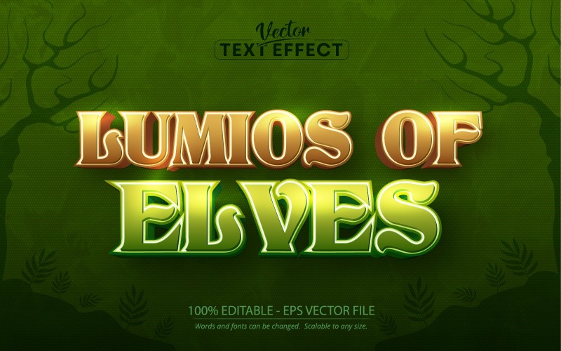 Lumios Of Elves - Forest And Elves Style, redigerbar texteffekt, teckensnittsstil, grafikillustration
