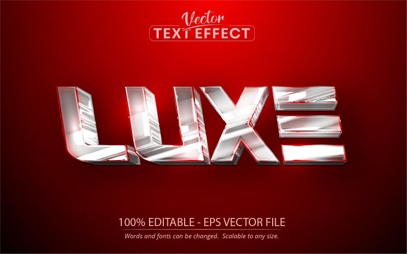 Luxe - kovový a stříbrný styl, upravitelný textový efekt, styl písma, grafická ilustrace
