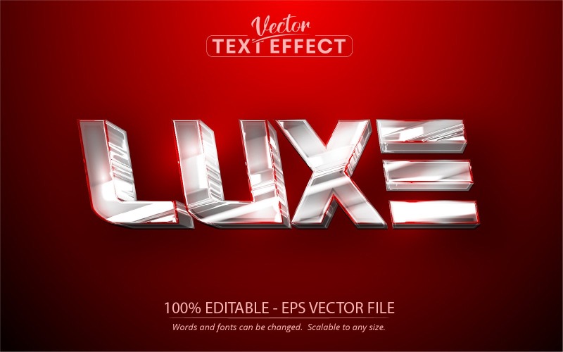 Luxe - metallisk och silverstil, redigerbar texteffekt, teckensnittsstil, grafikillustration