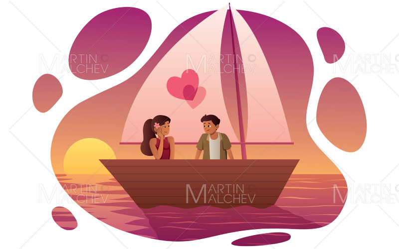 Miłość łódź na ilustracji wektorowych biały