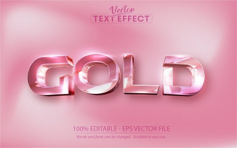 Oro: estilo de oro rosa, efecto de texto editable, estilo de fuente, ilustración de gráficos