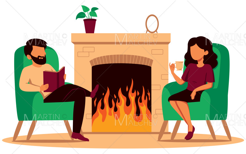 Rusten thuis platte ontwerp vectorillustratie