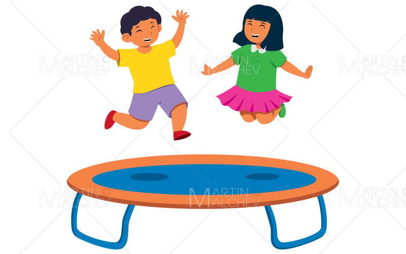 Skákání na trampolíně vektorové ilustrace