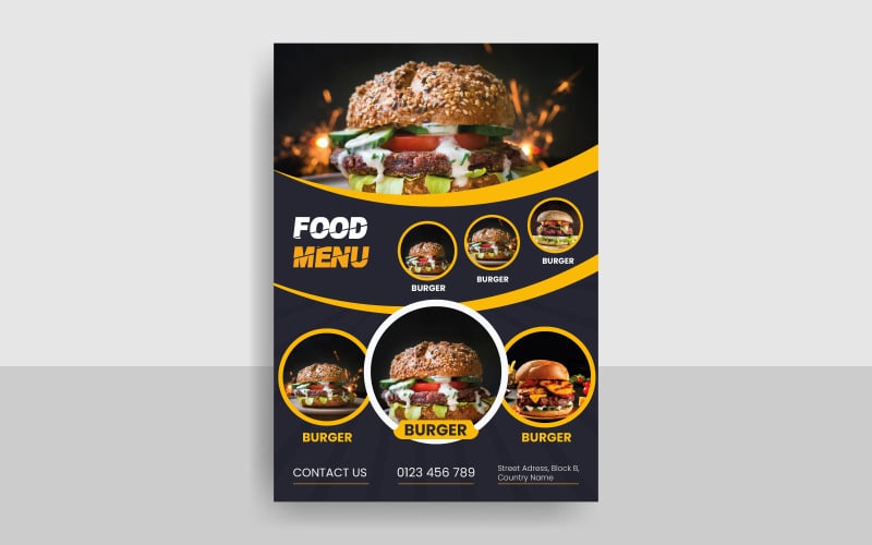 Conception de modèle de flyer de menu de nourriture de restaurant