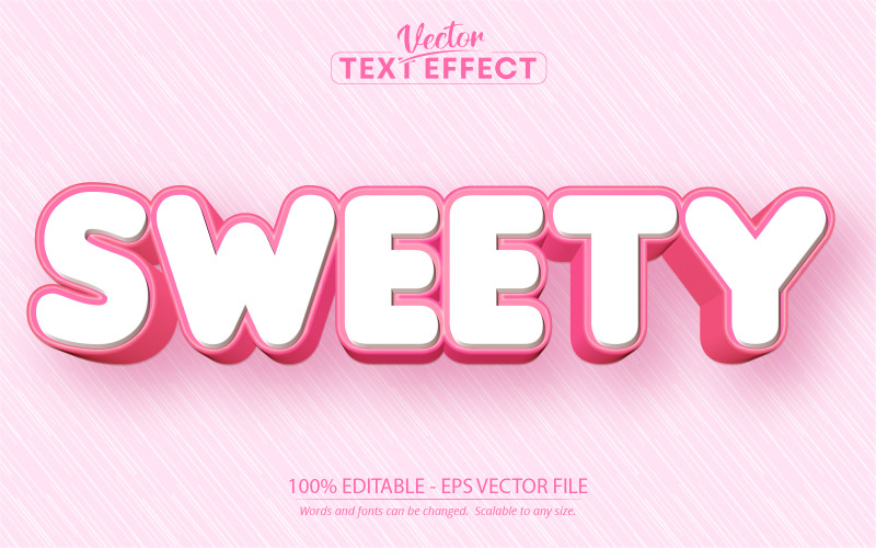 Dolce - Colore rosa stile cartone animato, effetto testo modificabile, stile carattere, illustrazione grafica