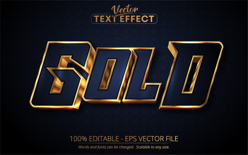 Goud - Donkerblauw getextureerde en gouden stijl, bewerkbaar teksteffect, lettertypestijl, grafische illustratie