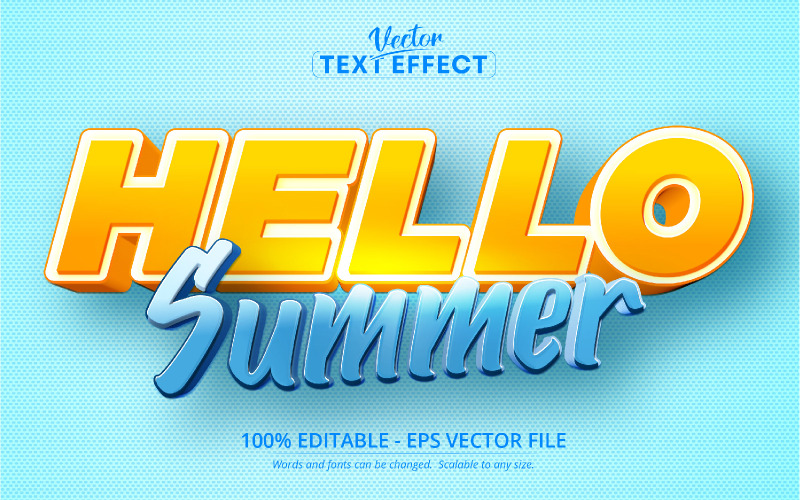 Hello Summer - редактируемый текстовый эффект, стиль шрифта, графическая иллюстрация