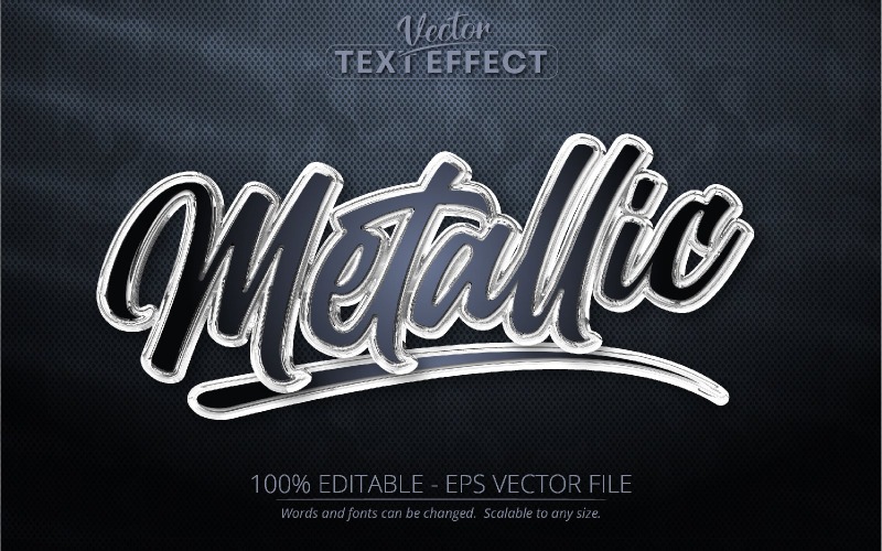 Metallic - mörk silverstil, redigerbar texteffekt, teckensnittsstil, grafikillustration