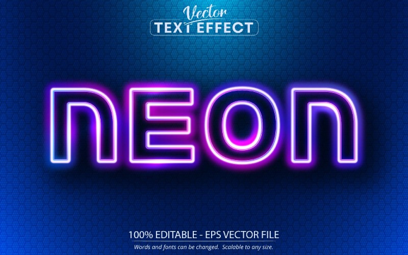 Neon - Paarse kleur gloeiende stijl, bewerkbaar teksteffect, lettertypestijl, grafische illustratie