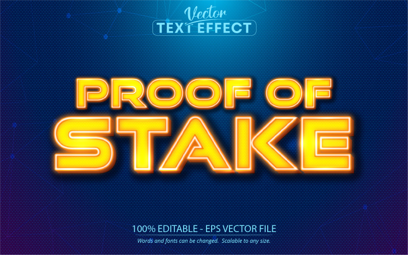 Proof of Stake - tecknad stil, redigerbar texteffekt, teckensnittsstil, grafikillustration