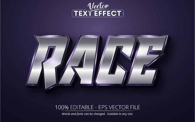 Race - Donkerzilveren stijl, bewerkbaar teksteffect, letterstijl, grafische illustratie